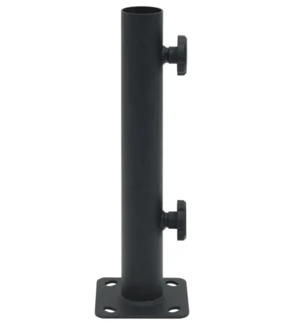 VidaXL W2B Matt Black Steel Parasol Base with Powder Coating Compact Garden Umbrella for Patio Park or Courtyard Use