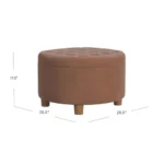 Goldoma 28-Inch Round Velvet Lift Top Storage Ottoman, Spice Brown – styled in a modern Storage Ottomans setting
