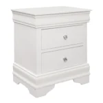 White nightstand with drawers featuring faux alligator embossed drawer fronts