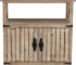 Rustic farmhouse buffet cabinet with doors and shelves in living room