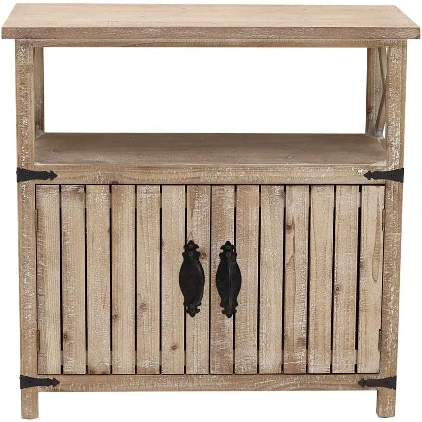 H5361074fa96d43ea91601710370f3fe74.webp Rustic Wooden Storage Cabinet with Doors and Shelves 31.5 W x 31.75 H Living Room Kitchen Sideboard Cabinet - Image 1