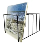 E8BA Metal LP Record Rack Exhibit Stand Book Magzine Holder Record Collection Storage Shelf Stand Office Desk Organizer