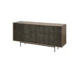 HMS 70 Six Drawer Solid Wood Sideboard in Brown and Black Elegant Wood Six-Drawer Unit - Image 4