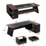 L-Shaped Executive Desk, 78" Modern Office Desk with Drawers and Lateral File Cabinet, Large Computer Desk with Storage