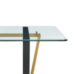 Goldoma 72" Glass Dining Table Set with Gold Sled Base – top view
