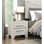 Gray oak nightstand with 2 drawers and rustic finish from Goldoma