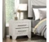 2 drawer nightstand in gray oak finish with two spacious drawers and a sleek top surface