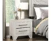 2 drawer nightstand in gray oak finish with two spacious drawers and a sleek top surface