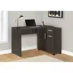 HMS 46" Brown Wood L-Shaped Computer Desk with Drawer PC Desk Portable and Adjustable Metal Material Assembled for Hotels