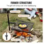 Goldoma swivel campfire grill with adjustable grate over fire pit