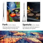Easy to Carry BBQ Utensil Set Stainless Steel Professional Barbecue Accessories Grill Tool with Bag – close-up detail