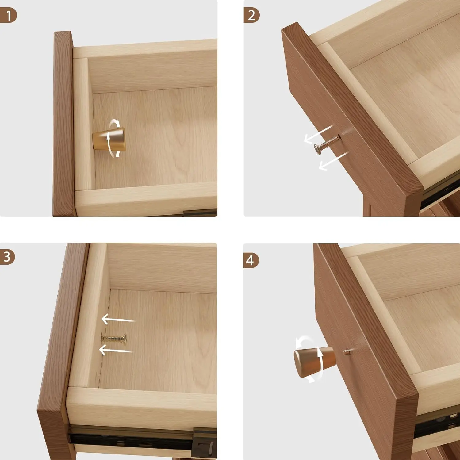 Narrow Solid Walnut Wood Nightstand with 3 Drawers