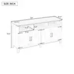 59'' Modern 4-Door Sideboard Buffet Power Outlets USB Ports Adjustable Shelves Half-Open Storage Cabinet Durable Home