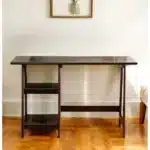 HMS 47" Simple Industrial Design Brown Wooden Computer Desk Adjustable Extendable for Living Room Use Convertible Metal