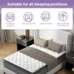 Goldoma Queen Isabella 14-inch hybrid mattress with memory foam and pocket springs, pillow top design in a bedroom setting