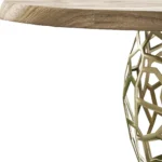 47 inch acacia live edge round dining table with brass base - unique solid wood table for four