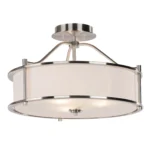 US Free Shipping Brushed Nickel 3 Bulbs Fabric Large Round Lighting Pendant Hanging Pendant Light for Home Office Nordic