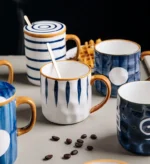 Coffee Mugs Ocean Wind Hand Kneading Ceramic Milk Cup Blue & White Eco Friendly Mugs Coffee Cups Tumbler Cup Kawaii Mug