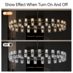 US Stock Free Shipping 48 Inch Matte Black Round Modern Crystal Chandelier G4 LED Hanging Light for Living Dining Room
