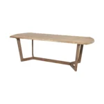 92-inch solid wood trestle dining table in natural and brown finish – perfect for family gatherings at Goldoma