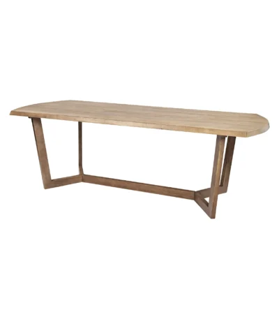 92-inch solid wood trestle dining table in natural and brown finish – perfect for family gatherings at Goldoma