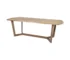 92-inch solid wood dining table in natural and brown finish with trestle base