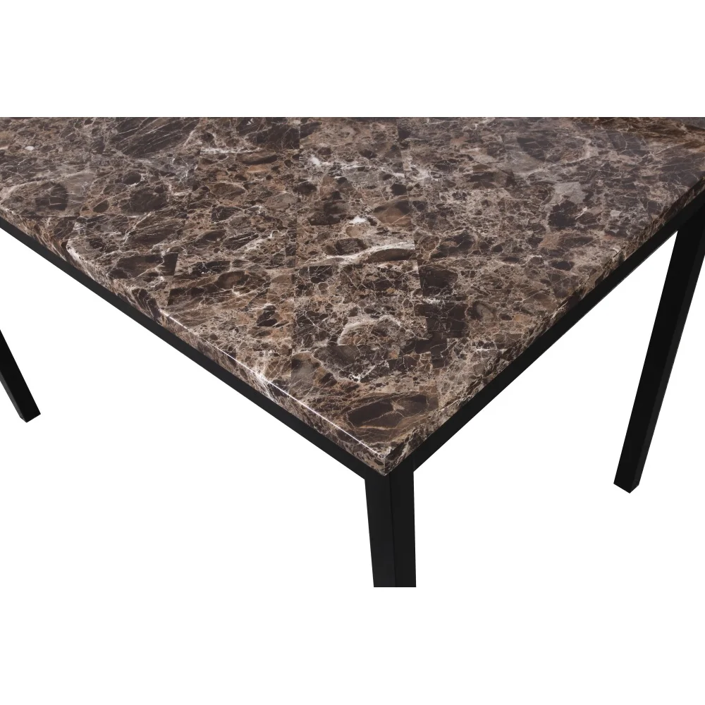 Metal Dining Table with Faux Marble Top, Black 48"