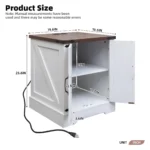 Rustic end table with USB charging station and farmhouse wood finish