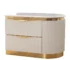 Goldoma modern white nightstand with drawers, two-tone design with adjustable shelf and sleek handles
