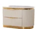 Goldoma modern white nightstand with drawers, two-tone design with adjustable shelf and sleek handles