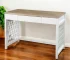 HMS 43" Solid Wood Natural and White Modern Design Writing Desk with Three Drawers Folding Computer Table Laptop Desk