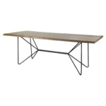 84-inch solid wood dining table with black metal trestle base in natural finish
