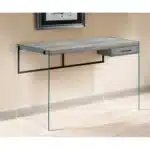 HMS 24" Gray and Clear Wooden Computer Desk Modern Design Extendable and Folding for Bedroom Home Office Living Room