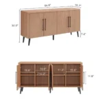Modern 4-Door Sideboard Maple/Charcoal Gray/Whitewashed Oak-Engineered Wood Dining Living Room Buffet Cabinet Eco-Friendly - Image 3
