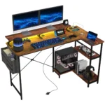 Reversible L-shaped Computer Desk With USB Type-C Socket  LED Lights