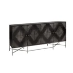 HMS 72" Modern Black Solid Wood Sideboard Four Door Dining Room and Living Room Furniture for Home or Farmhouse for Home Bar - Image 2