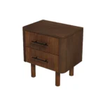 Logan mid century modern walnut nightstand with two drawers bedside table in bedroom