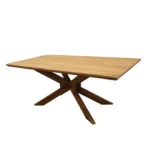 Goldoma rustic pedestal dining table in natural solid pine wood, 79 inch size for 8 people