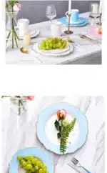 Brief Tableware Gold Edge Irregular Ceramic Plate Floral Shape Porcelain Steak Salad Dessert Dish Tray Household Dinner