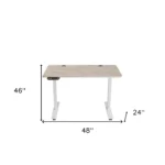 HMS Adjustable Rolling Computer Desk in Khaki and White Wood Stainless Steel with Light Khaki and White Wood Stainless Steel