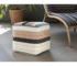 Goldoma 20" White Striped Polyester Indoor/Outdoor Pouf Ottoman