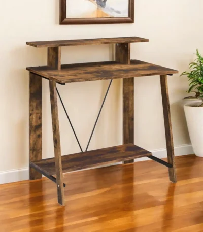 HMS 32" Brown Minimalist Modern Writing Desk Extendable Office Computer Desk Assembled Wooden Product