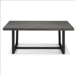 Goldoma distressed wood dining table – solid pine grey finish with metal legs, 72x36 inches, rustic farmhouse style