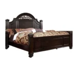 Goldoma Eastern King Size solid wood bed with dark walnut finish and formal floral carved headboard