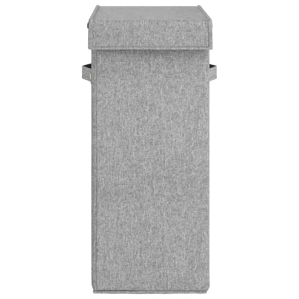 W2B VidaXL Foldable Laundry Hamper 10.2x13.6x23.4" Faux Linen Fabric Durable Plastic Metal Hinges for Bathroom Clothing Storage