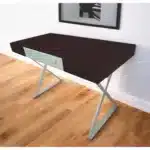 HMS 48" Espresso and Silver Wood and Metal Computer Desk-Elegant Office Solution