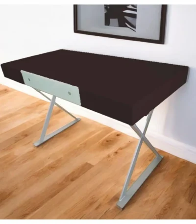 HMS 48" Espresso and Silver Wood and Metal Computer Desk-Elegant Office Solution