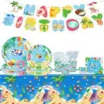 161pcs Blue Disposable Modern Dinnerware Set for Christmas Easter Valentine's Day Back School for Kids Birthday Parties Pool