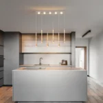 Modern Dimmable LED Crystal Pendant Light, 6-Light Chrome Chandelier with Bubble Glass Teardrop for Kitchen Island, Dining