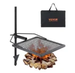 Goldoma swivel campfire grill with adjustable grate over fire pit